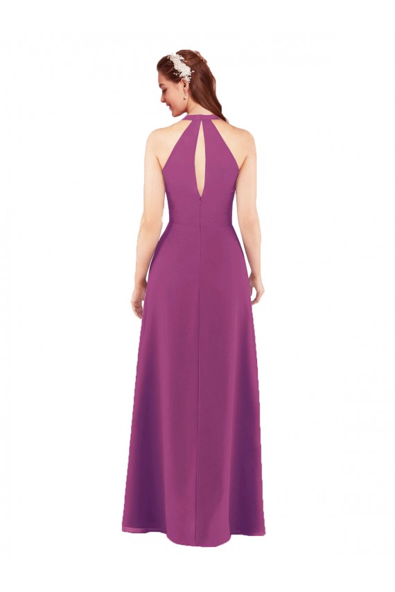 Site de Comprimento Chão Sem Mangas Chiffon Frutos Silvestres Bainha Vestidos de Madrinha