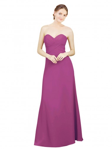 Site de Comprimento Chão Sem Mangas Chiffon Frutos Silvestres Linha A Vestidos de Madrinha