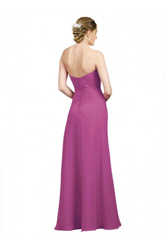 Site de Comprimento Chão Sem Mangas Chiffon Frutos Silvestres Linha A Vestidos de Madrinha