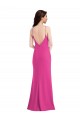 Site de Comprimento Chão Sem Mangas Crepe Esticado Fúcsia Trombeta Vestidos de Madrinha / Vestidos de Noite / Vestidos de Festa