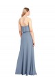 Site de Comprimento Chão Sem Mangas Crepe Esticado Fumo Azul Bainha Vestidos de Madrinha / Vestidos de Noite / Vestidos de Festa