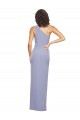 Site de Comprimento Chão Sem Mangas Crepe Esticado Fumo Azul Bainha Sem Mangas Um Ombro Vestidos de Madrinha / Vestidos de Noite / Vestidos de Festa