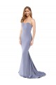 Site de Comprimento Chão Sem Mangas Crepe Esticado Fumo Azul Sereia Vestidos de Madrinha / Vestidos de Noite / Vestidos de Festa