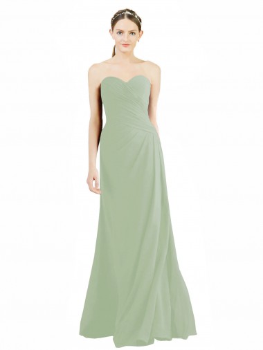 Site de Comprimento Chão Sem Mangas Chiffon Fumo Verde Linha A Sem Mangas Longo Amor Vestidos de Madrinha