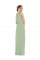Site de Comprimento Chão Sem Mangas Chiffon Fumo Verde Linha A Sem Mangas Decote Alto Vestidos de Madrinha
