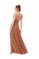 Site de Comprimento Chão Sem Mangas Chiffon Jacarandá Linha A Sem Mangas Decote Capuz Vestidos de Madrinha