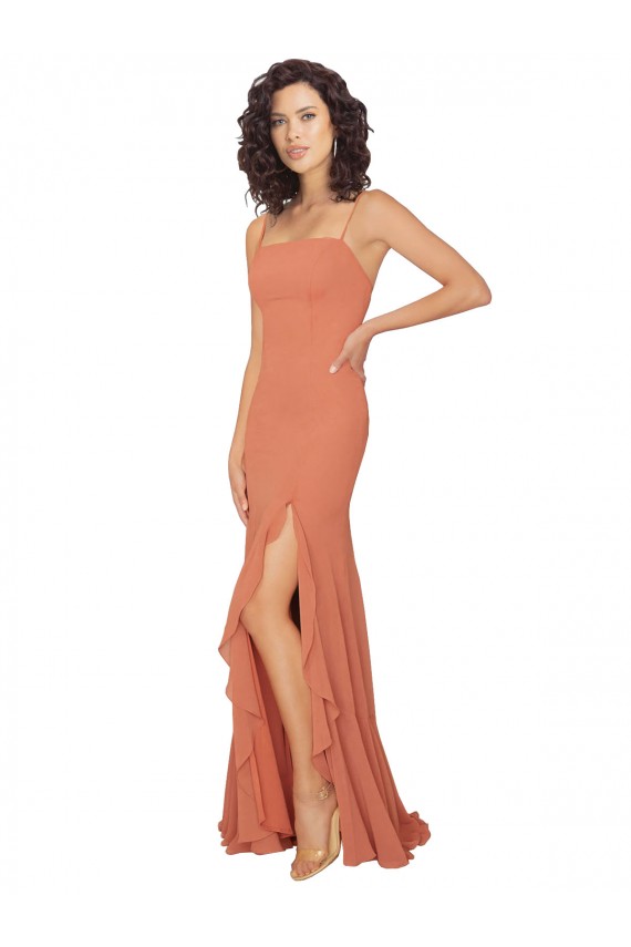 Site de Comprimento Chão Sem Mangas Chiffon Jacarandá Linha A Vestidos de Madrinha