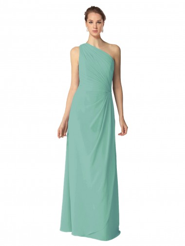 Site de Comprimento Chão Sem Mangas Chiffon Jade Linha A Vestidos de Madrinha
