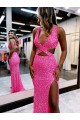 Site de Comboio Varredela Sem Mangas Lantejoulas Veludo Bainha Vestido de Festa / Vestido de Madrinha