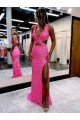 Site de Comboio Varredela Sem Mangas Lantejoulas Veludo Bainha Vestido de Festa / Vestido de Madrinha