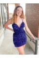 Site de Curto Sem Mangas Lantejoulas Veludo Bainha Vestido de Festa / Vestido de Baile