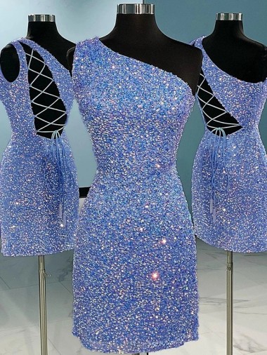 Site de Curto Sem Mangas Lantejoulas Veludo Bainha Vestido de Festa / Vestido de Noite