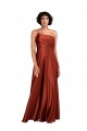 Site de Comprimento Chão Sem Mangas Cetim Sedoso Laranja Queimada Linha A Vestidos de Madrinha / Vestidos de Noite / Vestidos de Festa