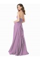 Site de Comprimento Chão Sem Mangas Chiffon Lavanda Escura Linha A Sem Mangas Longo Cabeçada Vestidos de Madrinha