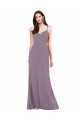 Site de Comprimento Chão Sem Mangas Chiffon Lavanda Escura Coluna Vestidos de Madrinha / Vestidos de Noite