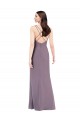 Site de Comprimento Chão Sem Mangas Chiffon Lavanda Escura Coluna Vestidos de Madrinha / Vestidos de Noite