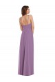 Site de Comprimento Chão Sem Mangas Chiffon Lavanda Escura Linha A Sem Mangas Alças finas Vestidos de Madrinha