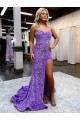 Site de Comboio Corte Sem Mangas Lantejoulas Veludo Lavanda Linha A Vestidos de Festa