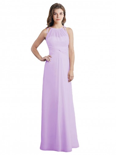 Site de Comprimento Chão Sem Mangas Chiffon Lilás Linha A Sem Mangas Amor Vestidos de Madrinha