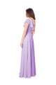 Site de Comprimento Chão Sem Mangas Chiffon Lilás Linha A Vestido de Festa / Vestido de Madrinha