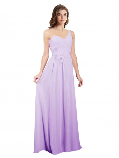 Site de Comprimento Chão Sem Mangas Chiffon Lilás Linha A Vestidos de Festa / Vestidos de Madrinha