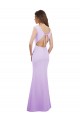 Site de Comprimento Chão Mangas Curtas Chiffon Lilás Coluna Vestidos de Madrinha
