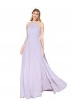 Site de Comprimento Chão Sem Mangas Chiffon Lilás Linha A Vestidos de Madrinha / Vestidos de Noite / Vestidos de Festa
