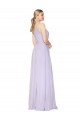 Site de Comprimento Chão Sem Mangas Chiffon Lilás Linha A Vestidos de Madrinha / Vestidos de Noite / Vestidos de Festa