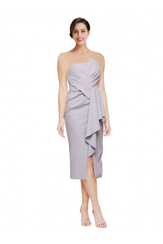 Site de Alto Baixo Sem Mangas Crepe Esticado Lilás Ártico Bainha Vestidos de Madrinha / Vestidos de Noite / Vestidos de Festa