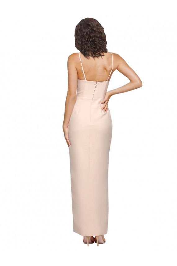 Site de Comprimento Chão Sem Mangas Crepe Esticado Nu Bainha Vestidos de Madrinha / Vestidos de Festa
