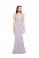 Site de Comprimento Chão Sem Mangas Crepe Esticado Lilás Ártico Sereia Vestidos de Madrinha / Vestidos de Noite / Vestidos de Festa