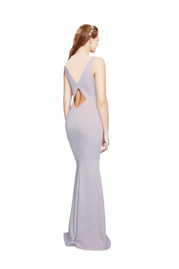 Site de Comprimento Chão Sem Mangas Crepe Esticado Lilás Ártico Sereia Vestidos de Madrinha / Vestidos de Noite / Vestidos de Festa