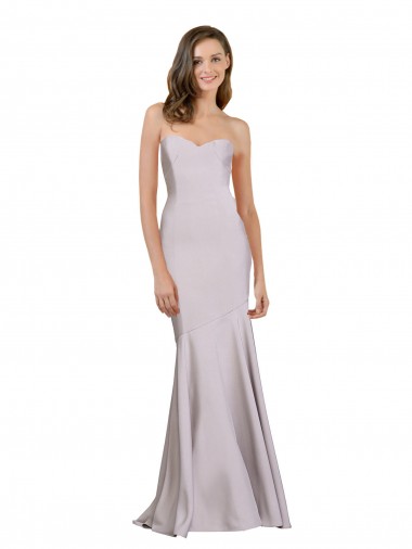 Site de Comprimento Chão Sem Mangas Crepe Esticado Lilás Ártico Sereia Vestido de Madrinha / Vestido de Festa