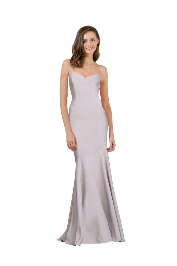 Site de Comprimento Chão Sem Mangas Crepe Esticado Lilás Ártico Sereia Vestido de Madrinha / Vestido de Festa