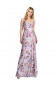 Site de Comprimento Chão Sem Mangas Cetim Elástico & Floral Linha A Vestidos de Madrinha / Vestidos de Noite