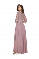 Site de Comprimento Chão Mangas Compridas Chiffon Linha A Vestidos de Madrinha / Vestidos de Festa
