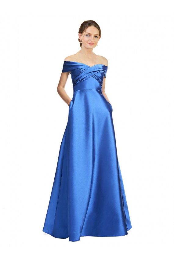 Site de Comprimento Chão Sem Mangas Cetim Linha A Vestidos de Madrinha / Vestidos de Noite / Vestidos de Festa