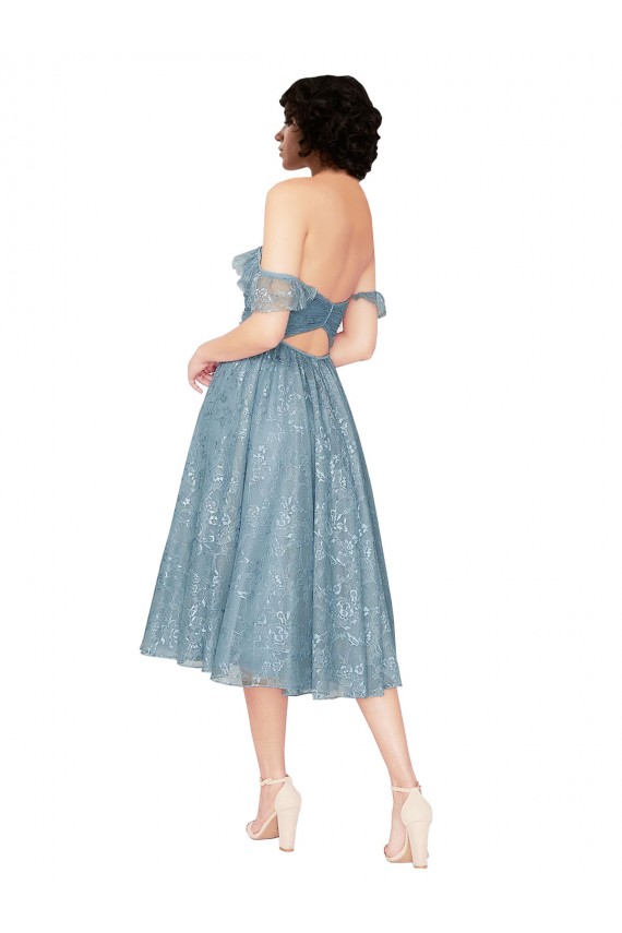 Site de Comprimento Joelho Sem Mangas Renda Linha A Vestidos de Madrinha / Vestidos de Cocktail / Vestidos de Homecoming