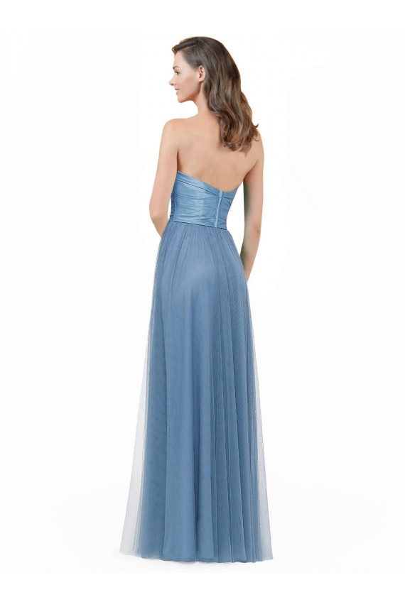 Site de Comprimento Chão Sem Mangas Cetim & Tule Linha A Vestidos de Madrinha