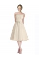 Site de Comprimento Joelho Sem Mangas Tule Linha A Vestidos de Madrinha / Vestidos de Cocktail / Vestidos de Homecoming