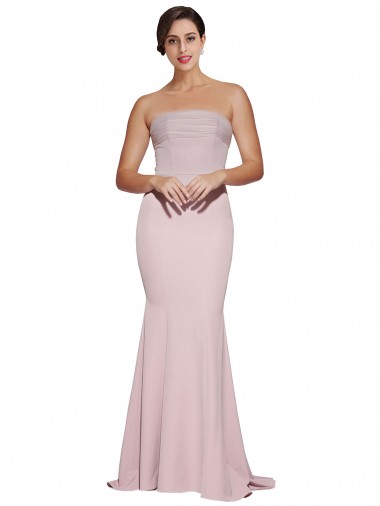 Site de Comboio Varredela Sem Mangas Crepe Esticado Malva Bainha Vestidos de Madrinha / Vestidos de Noite / Vestidos de Festa