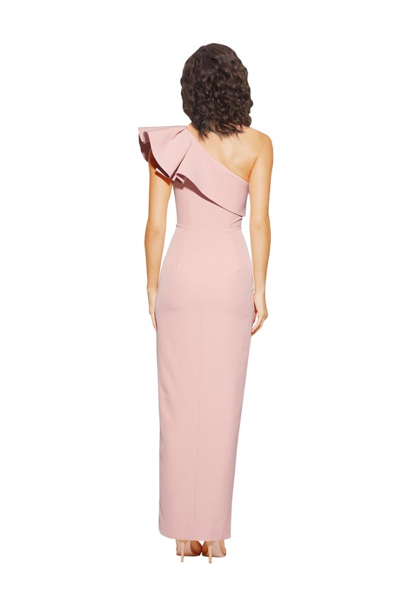 Site de Comprimento Chão Sem Mangas Crepe Esticado Malva Bainha Vestidos de Madrinha / Vestidos de Noite / Vestidos de Festa