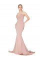 Site de Comprimento Chão Sem Mangas Crepe Esticado Malva Sereia Vestidos de Madrinha / Vestidos de Noite / Vestidos de Festa