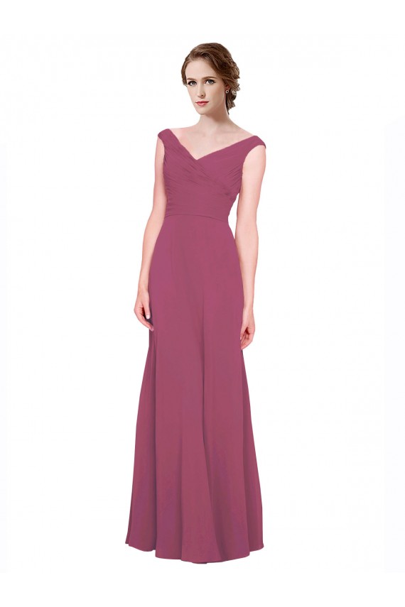 Site de Comprimento Chão Sem Mangas Chiffon Malva Taupe Linha A Vestidos de Madrinha