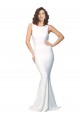 Site de Comprimento Chão Sem Mangas Crepe Esticado Marfim Bainha Vestidos de Madrinha / Vestidos de Noite / Vestidos de Festa