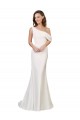 Site de Comboio Varredela Sem Mangas Crepe Esticado Marfim Bainha Vestidos de Madrinha / Vestidos de Noite / Vestidos de Festa