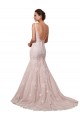 Site de Comboio Capela Sem Mangas Tule & Renda Marfim & Blush Sereia Vestidos de Noiva