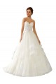 Site de Comboio Capela Sem Mangas Cetim & Tule & Renda Marfim Vestido de Baile Vestidos de Noiva