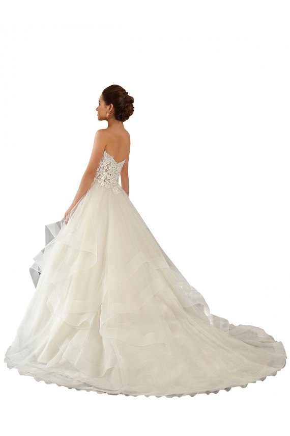 Site de Comboio Capela Sem Mangas Cetim & Tule & Renda Marfim Vestido de Baile Vestidos de Noiva
