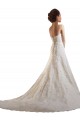 Site de Comboio Capela Sem Mangas Tule & Renda Marfim & Champanhe Linha A Sem Mangas Longo Amor Vestidos de Noiva